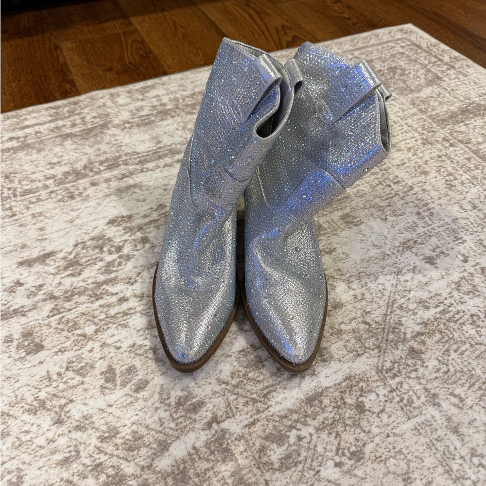 Amazon Silver Sparkle Heeled Boots